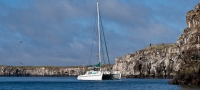 Nemo II at anchor in Isla Genovesa caldera